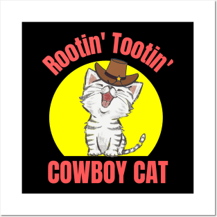 Rootin Tootin Cowboy Hat Cat Kitty Western Kitten Feline Lovers Posters and Art